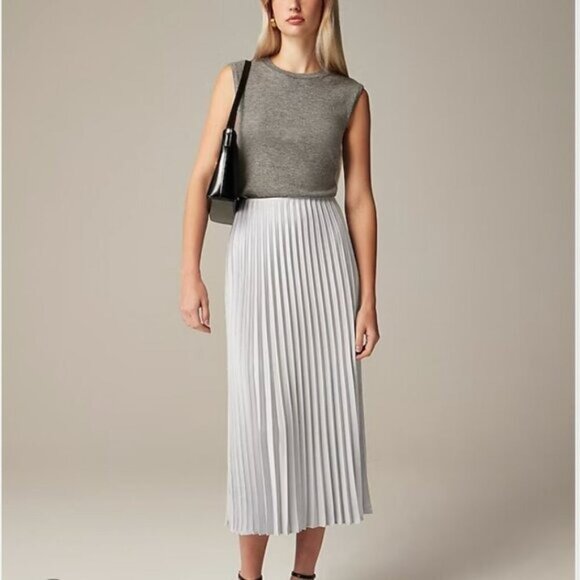 J.Crew Gwyneth Pleated Slip Skirt • Satin Midi • Size XL• NWT • Swishy & Elegant - Picture 1 of 13